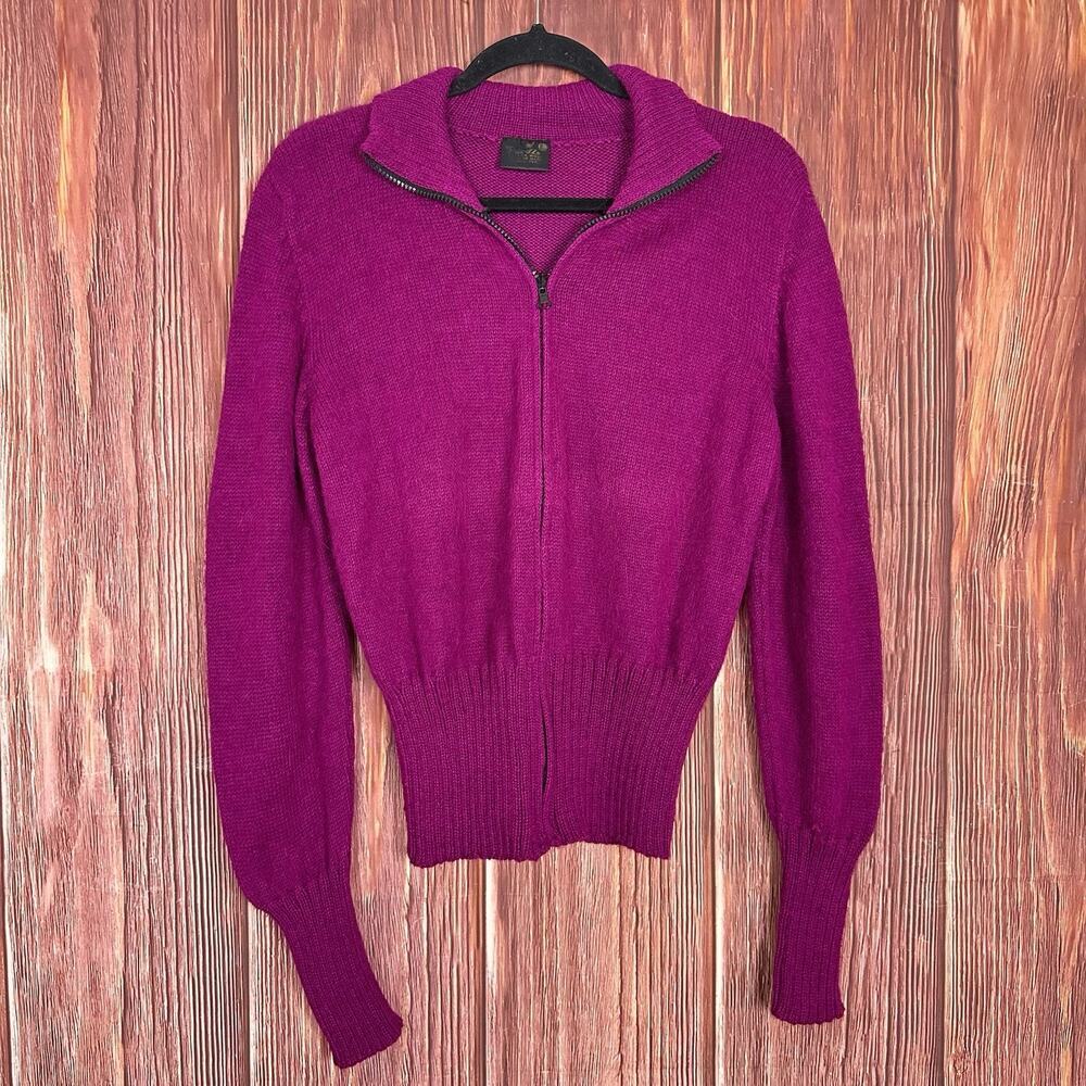 Perez Alpaca Wool Full‎ Zip Sweater Fuschia Pink Womens Size Large L